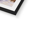 Teddy Bears at Christmas, art print in black frame. Close up of bottom corner and black frame