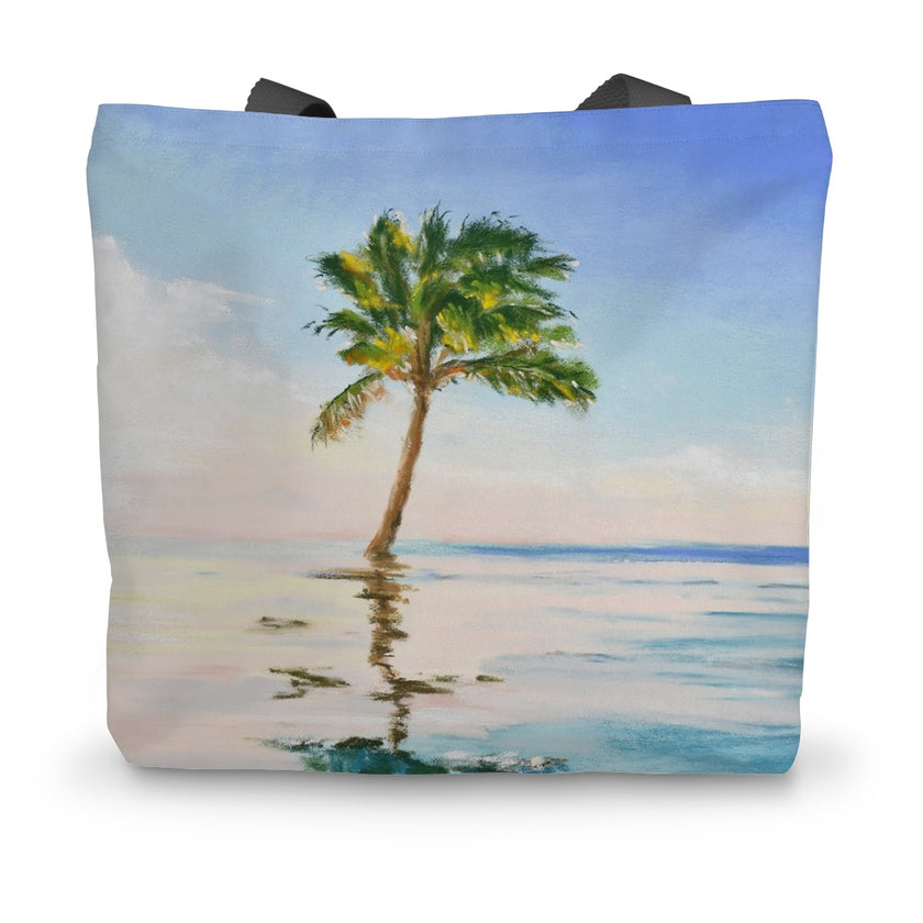 Tote bag with a palm tree artwork design 