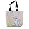 Tote bag with a rabbit and butterfly design