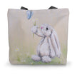 Tote bag with a rabbit and butterfly design