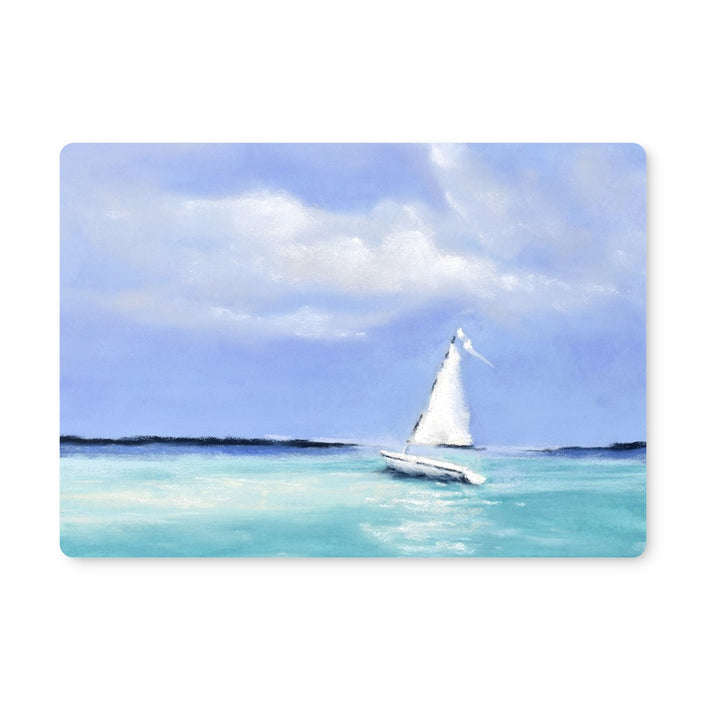 White sailboat artwork designed rectangular placemat