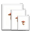 Mushroom water colour art print in white frames