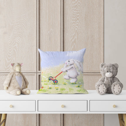 White Rabbit decorative art throw pillow. Square