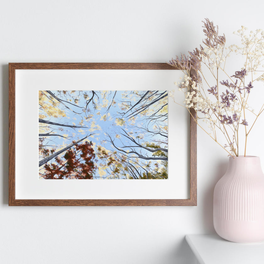 Autumn tree canopy painting fine art print. 