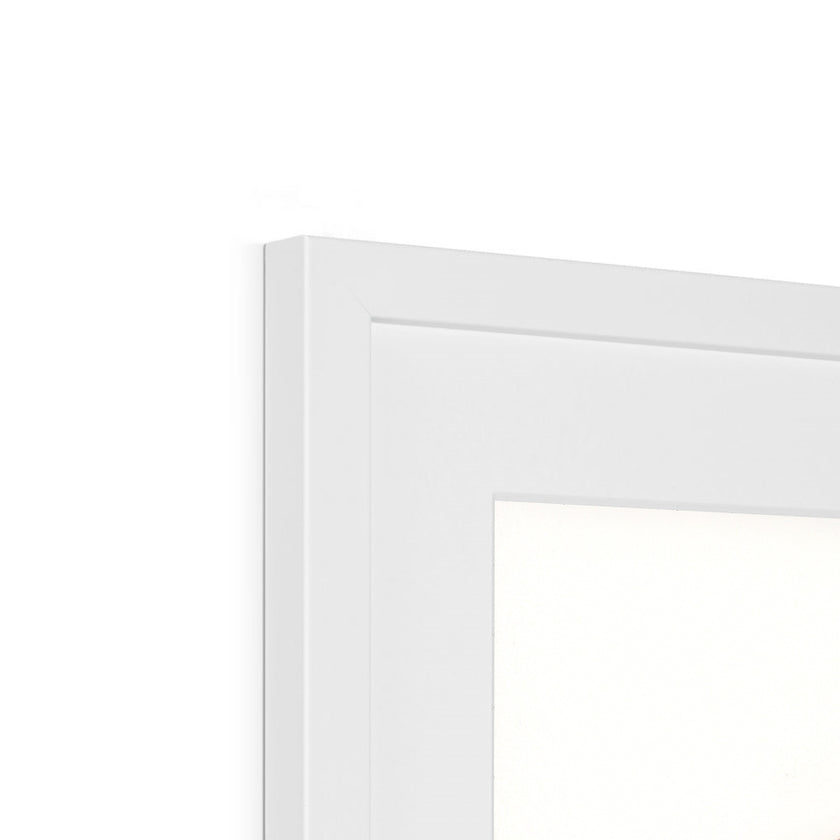 close up of white picture frame