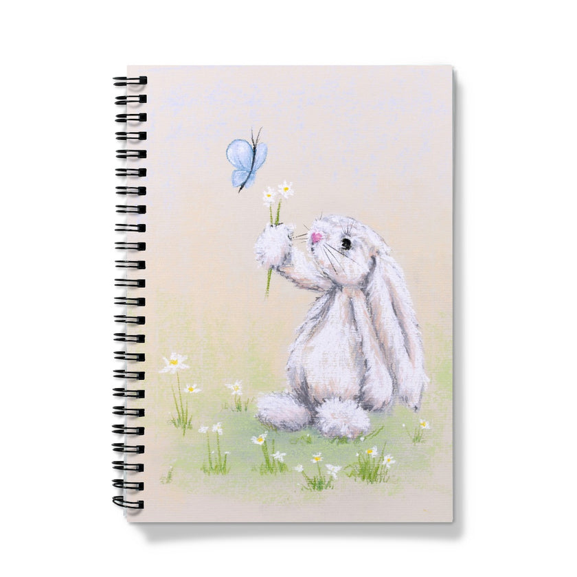 Spiral bound Notebook with a bunny and butterfly illustration
