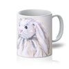 White rabbit and dandelion seed art coffee mug