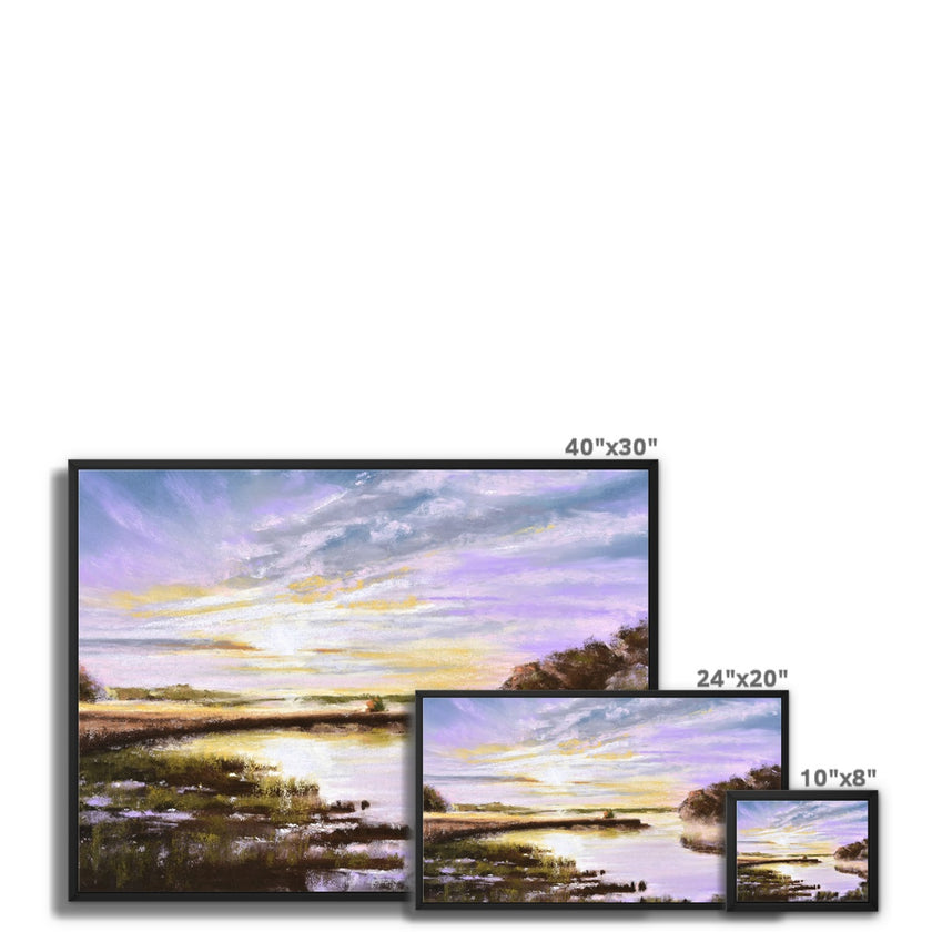 Sunset marshland artwork, canvas fine art prints. Framed. Different sizes