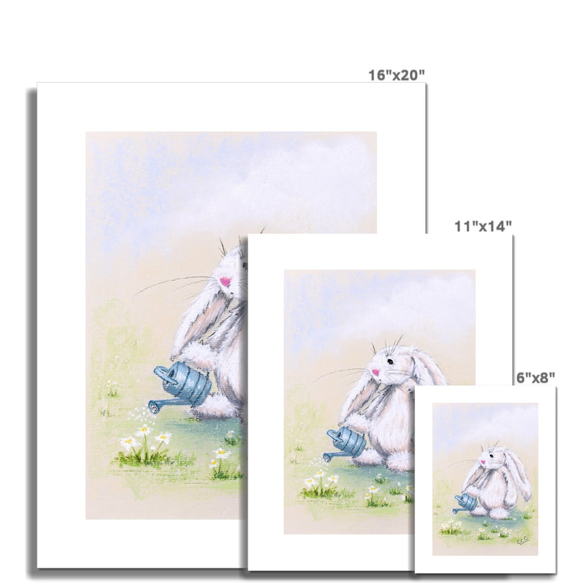 Adorable white rabbit fine art prints. Different sizes