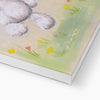 Rabbit canvas art print. Close up bottom corner detail and white wrap.