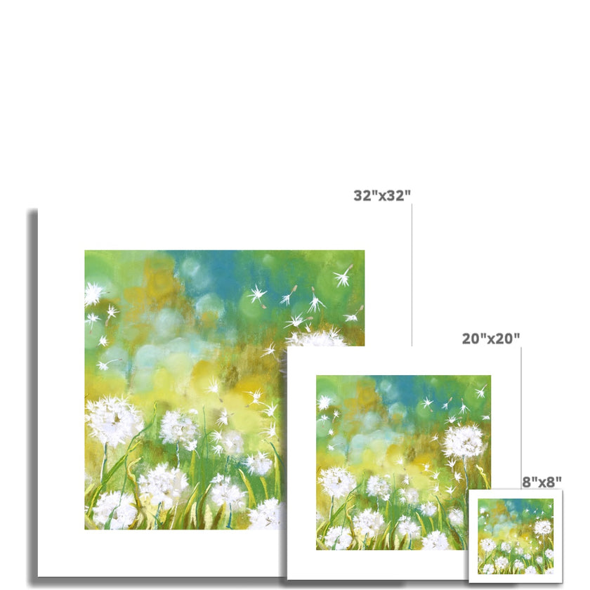 Dandelion Seed artwork, fine art canvas prints. Unmounted. Square art prints, different sizes.