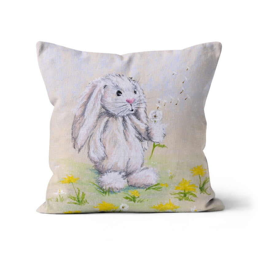 Rabbit and dandelion seed art sofa cushion