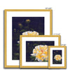 Yellow rose artwork prints in gold frame with white mount. Different sizes