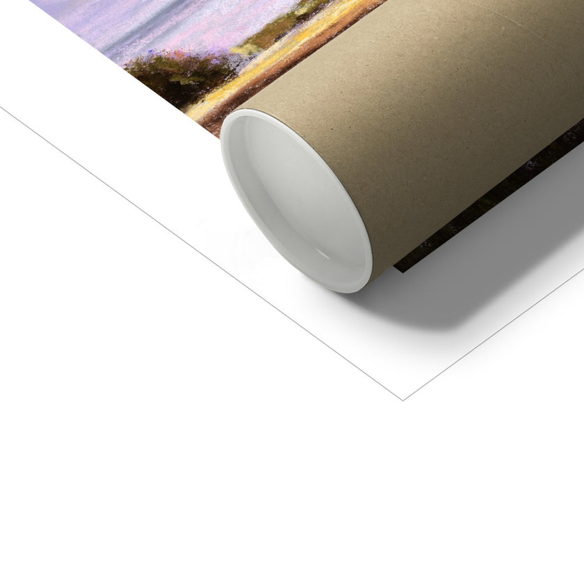 Fine art print, corner detail and cardboard tube used for shipping purposes