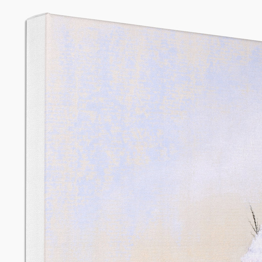 Rabbit nursery canvas art print. Close up of top corner detail